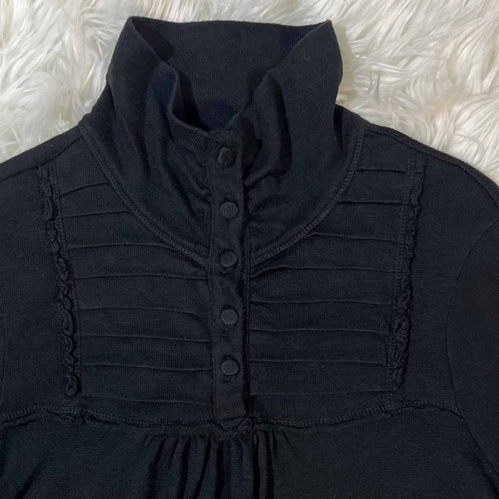 EUC + Rare ✵☽Free People☾✵ VNTG Black Cotton Military Tunic Mini Dress | Small - Picture 13 of 14